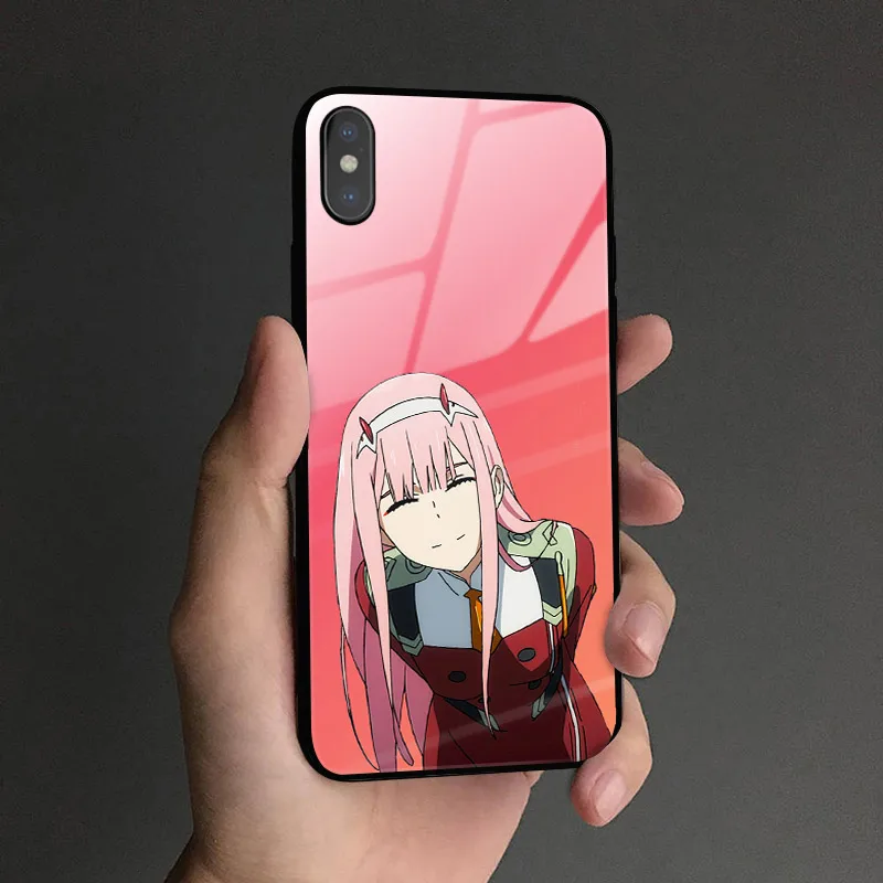 Zero Two Darling in the FranXX аниме стекло Мягкие силиконовые чехлы для телефонов оболочка для iPhone 6 6s 7 8 Plus X XR XS 11 PRO MAX