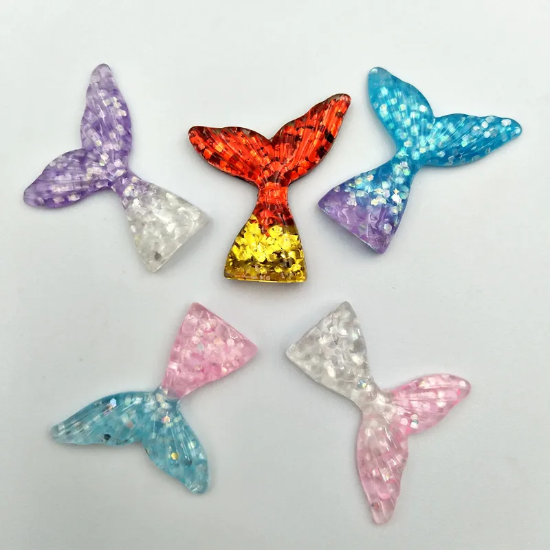 10Pcs Mixed Resin Mermaid Fish Tail Flatback Stone Wedding Buttons Craft Scrapbook