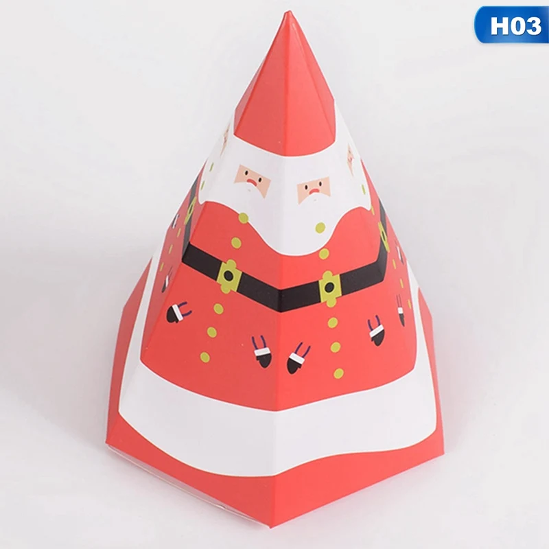 5pcs/set Christmas Gift Box Apple Gift Box Christmas Decoration For Home Santa Claus Pattern Leather Rope Candy Paper Bag - Цвет: 3
