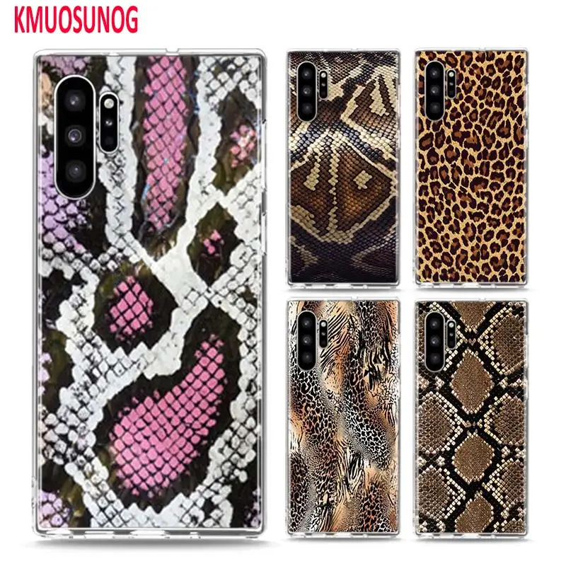 Мягкий чехол из ТПУ с леопардовым принтом змеиной кожи для Samsung Galaxy Note 10 10Plus 9 8 S10