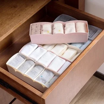 

5 Grid Socks Storage Box Desktop Underwear Organizer Drawer Divider Household Closet