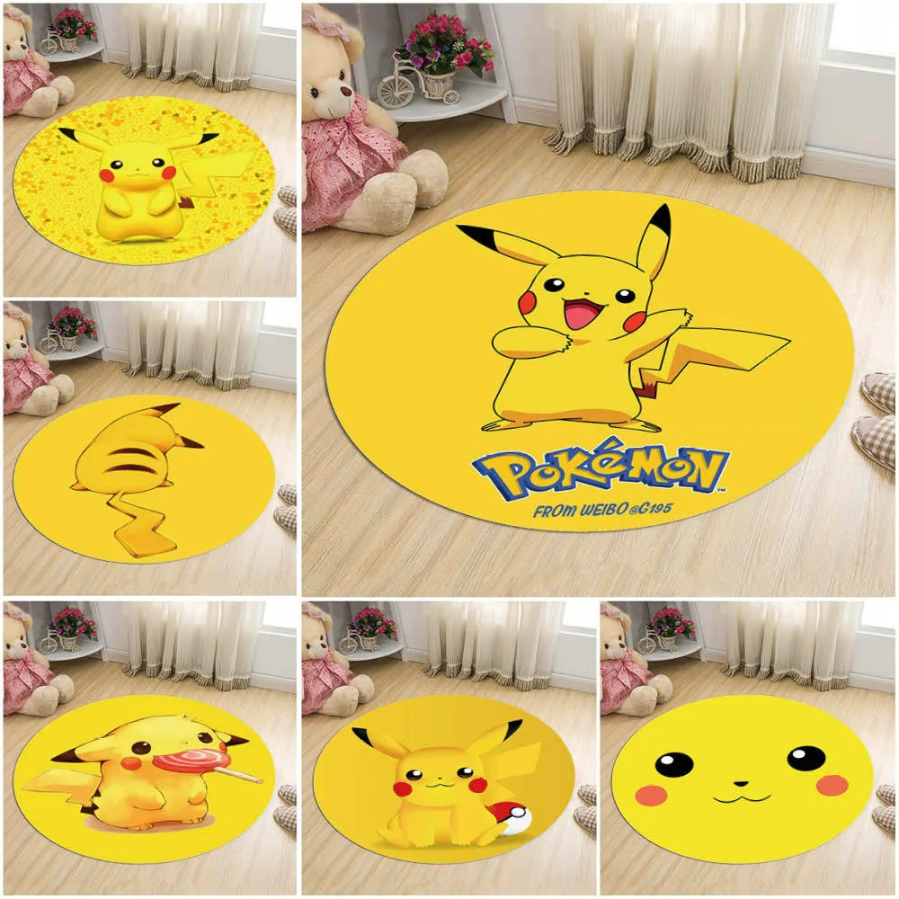TAKARA TOMY Cartoon Pokemon Pikachu Round Children's Non-slip Printing Mat Japanese Carpet Bathroom Rug Set | Дом и сад