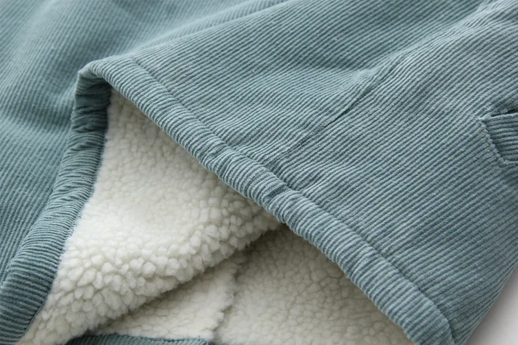 Autumn And Winter New Style Japanese-style Corduroy Fold-down Collar Loose-Fit Berber Fleece Thick Clothing Women's C7346