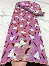 

PGC African Velvet Sequins Lace Fabric 2021 High Quality Lace French Nigerian Lace Fabrics For Party Materials Sewing YA4631B-2