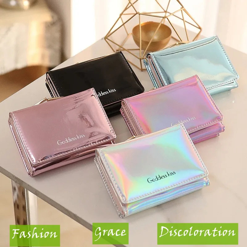 Модный женский кошелек новые лазерные маленькие кошельки короткий студенческий