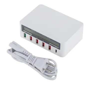 

Quick Charge QC 3.0 PC + ABS fire retardant LCD Display Smart 5 Ports USB Charger Power Adapter Station 1 Set