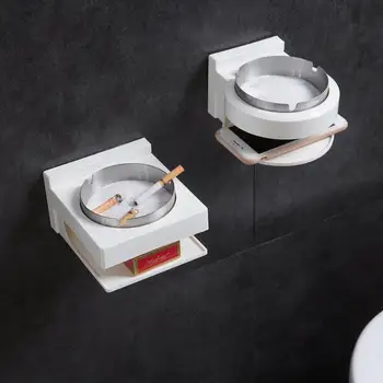 

Bathroom Wall Mounted Ashtray Creative Portable Toliet 2 Layers Ash Tray Stainless Steel Ashtray Home Office Smoking Trays