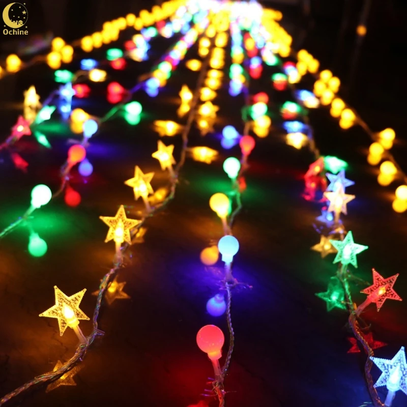 

Led Lanterns Star Lights String Christmas Day Window Lighting Decorative Pentagram Battery USB Plug Light String