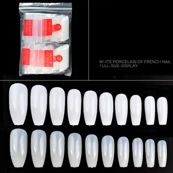 

500Pcs Plastic False Nail Tips Extension Mold UV Builder Tool Nail False Coffin Nail Flat Shape Full Cover Fiberglass for UV Gel