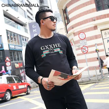 

Big size Men's Wear super Brand Fat Man Loose Long Sleeve T Shirt Plus Fat Plus Printing Round Neck T-shirt Autumn