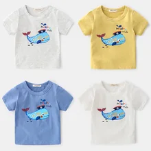 Летний Бутик в Корейском стиле, Детская футболка с короткими рукавами из чистого хлопка с принтом для мальчиков, топ для малышей, Whol