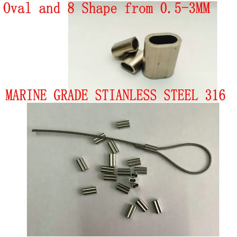 2x 2mm A4-AISI 316 Stainless Steel Wire Rope Ferrule FREE P+P 