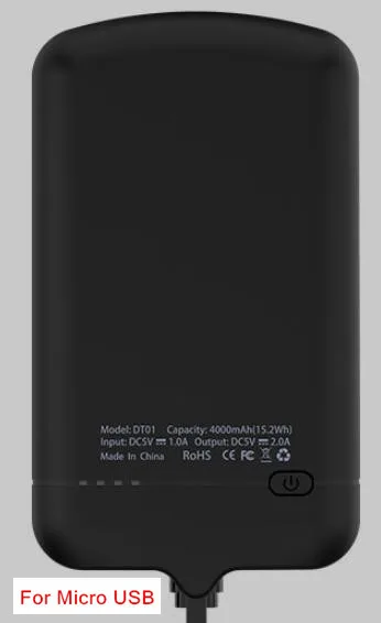 Black Mic USB Тонкий чехол для зарядного устройства для iPhone XS, 6, 6 S, 7, 8 Plus, Micro USB/type-C, внешний резервный чехол для samsung, huawei, Xiaomi - Цвет: Black Mic USB
