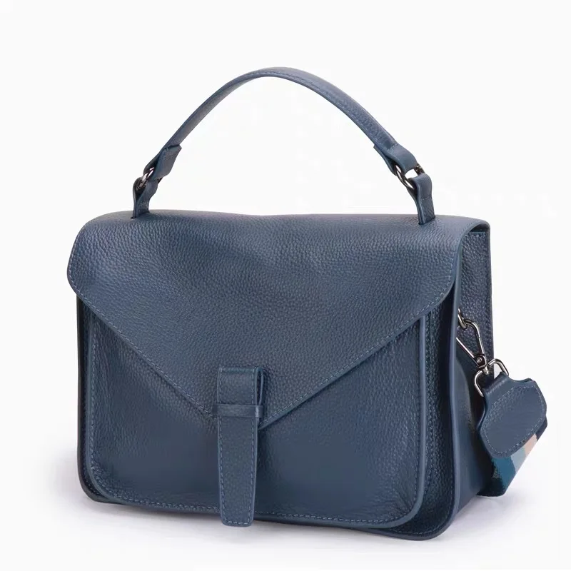 Genuine Leather Women Shoulder Bag Vintage Messenger Crossbody Bag Female Purse Totes Soild Casual Cowhide Lady Handbag