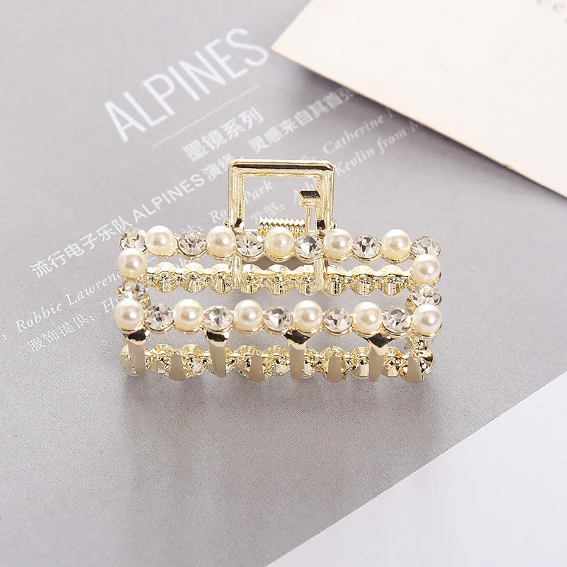 1Pc Geometric Pearl Hair Clip Crab Claw For Women Girls Hollw Full Rhinestone Metal Hair Claws Heart Fashion Hair Accessorie - Цвет: 8