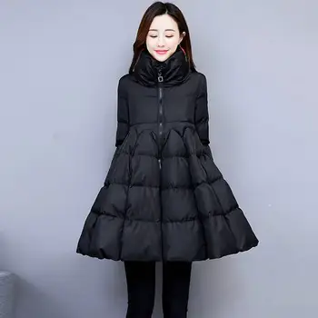 

New Winter 2019 Women Fashion Down A-Line Coat Female Loose Casual Cotton Padded Jacket Thick Warm Down Parka Wadded Outwear T42
