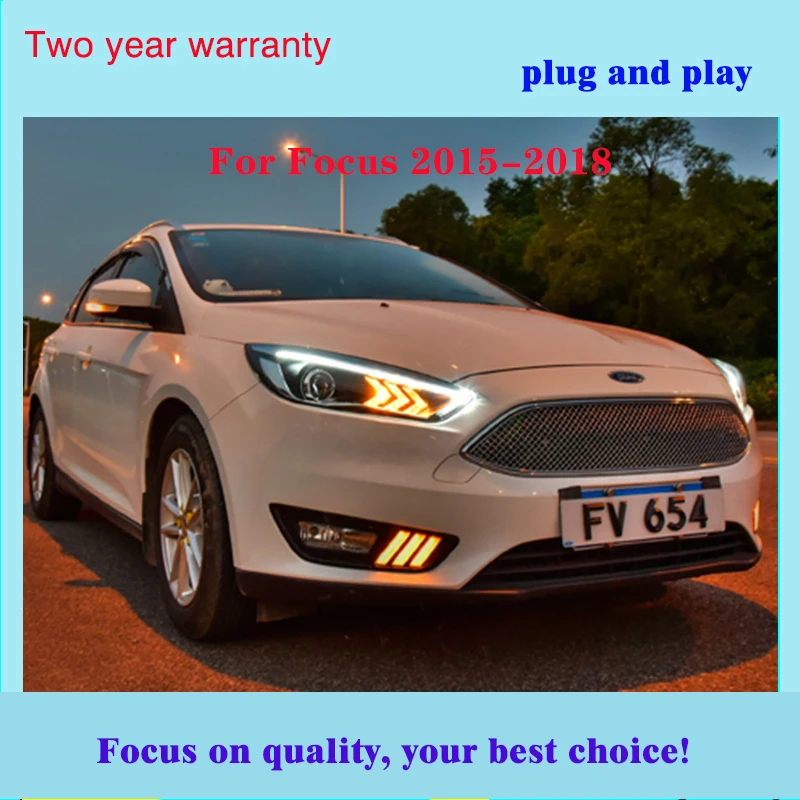 Автомобильные фары- для Ford Focus фары светодиодный DRL фокус фары DRL динамический сигнал поворота Биксеноновые линзы Высокий Низкий Луч