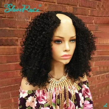 

180% Density U Part Human Hair Wigs Afo Kinky Curly Full Machine Made For Black Women Brazilian Remy Hair With Straps Slove Rosa