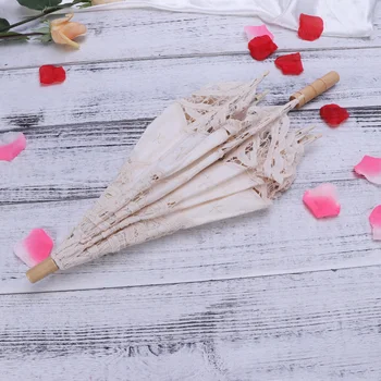 

Lace Umbrella Handmade Cotton Craft Photography Prop Wedding Umbrella Decor (White)