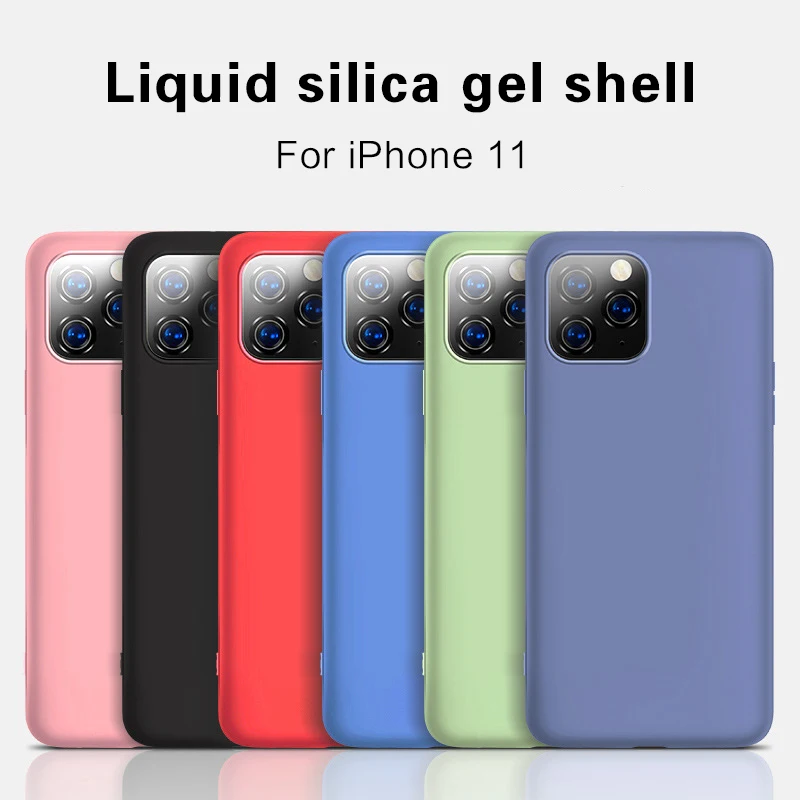 

For Apple iPhone 11 Original Liquid Silicone Cases Shockproof Ultra-thin Environmental Protection Phone Bag Case For iPhone 11