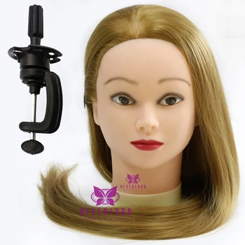 

26" Hairdressing Wig Head Salon Practice Training Head Hairstyles Doll with Clamp Dummy Doll for Braiding Mannequin Long Hair