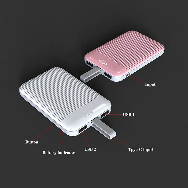 Ремешок New5000 mAh power Bank type-c, светодиодный индикатор для переноски, портативная зарядка, внешний аккумулятор для Xiaomi Mi9
