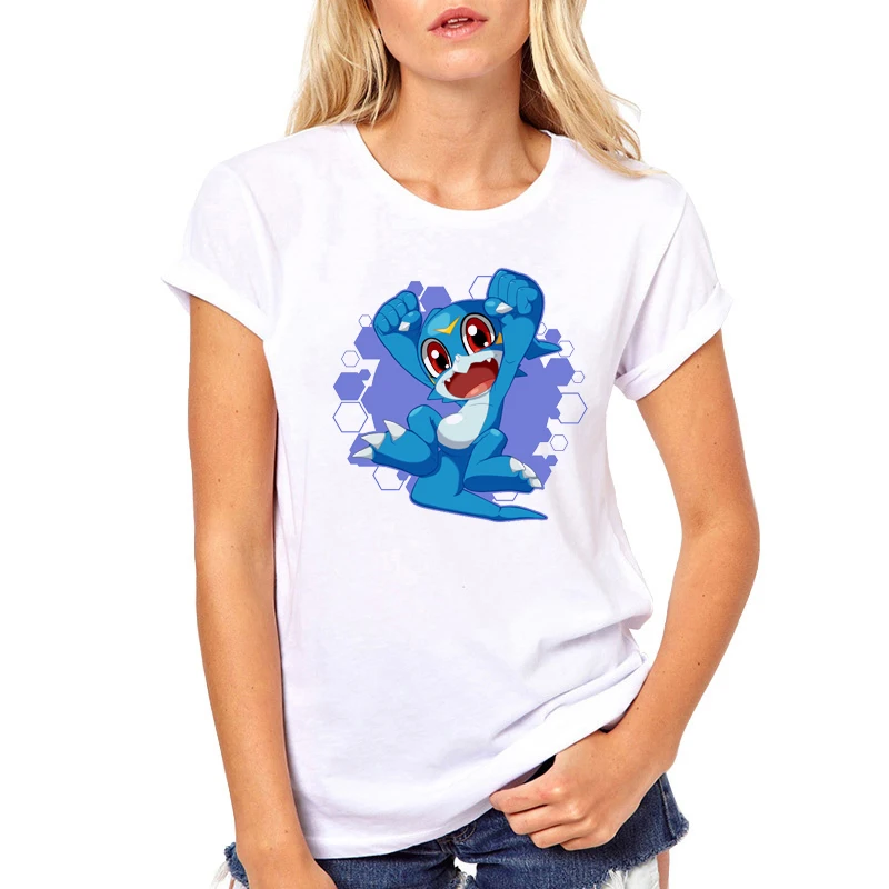 Teehub/Модная женская футболка с принтом Veemon Chibi Digimon футболка с круглым вырезом и короткими рукавами хипстерские футболки с покемонами для девочек - Цвет: 2600
