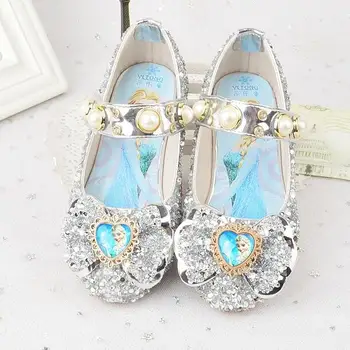 

Children Leather Girls Shoes Butterfly Knot Elsa Princess Kids Leather Shoes For Girls Flower Casual Glitter Sneaker