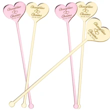 Agitador de cóctel de corazón de amor grabado personalizado, palitos giratorios de bebida acrílica para regalo de fiesta de boda, decoración de mesa, 50 *