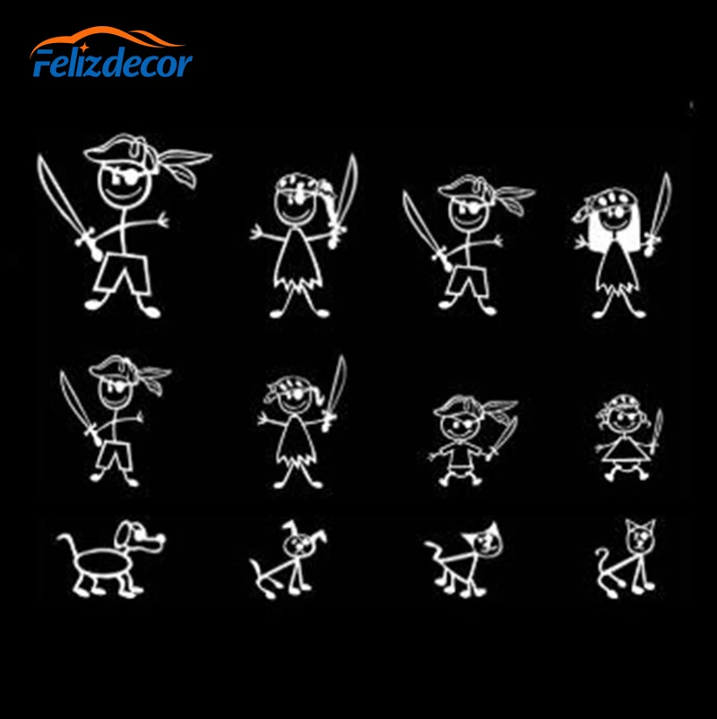 Black/Silver Cute Stick Figure My Family & Pet Dog Cat Sticker for Car Window Bumper Vinyl Decal C427 - Image 3