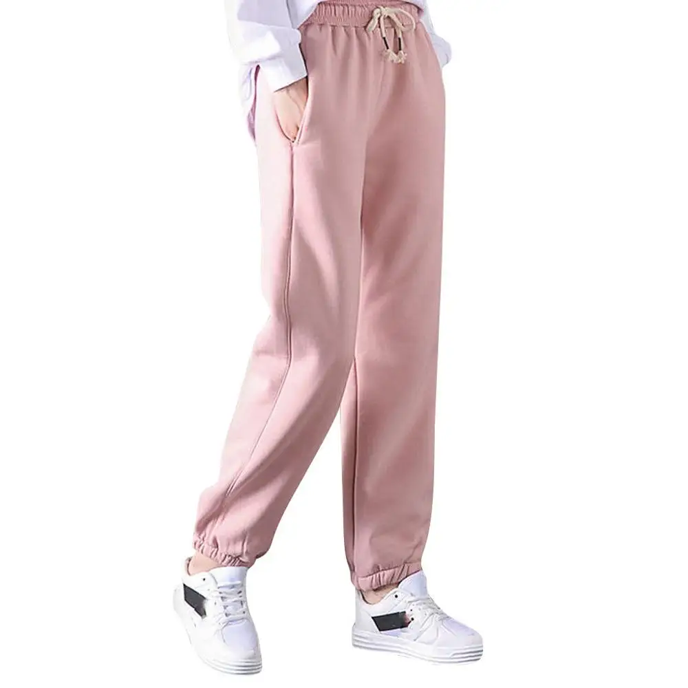 Зимние женские спортивные штаны, флисовые штаны для тренировок, плотные теплые зимние женские спортивные штаны для бега, Pantalones Mujer - Цвет: Розовый