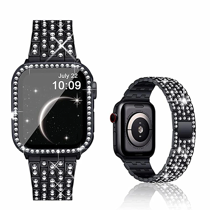 

Jewelry Bracelet For Apple Watch Band Strap SE Series 6 5 4 44mm 40mm Bling Protective Case For iWatch 3 2 1 42mm 38mm Women