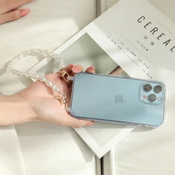 Elegant Pearl Bracelet Transparent Phone Case with Hard Acrylic Cover - iPhone 14 (Transparent)