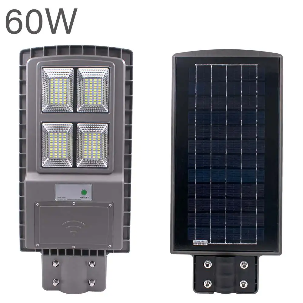 80Leds 30W 60W LED Solar Lamp Solar Powered Outdoor PIR Motion Sensor Garden Wall Street Lamp Black/Gray Shell Waterproof - Emitting Color: 60W Gray Shell
