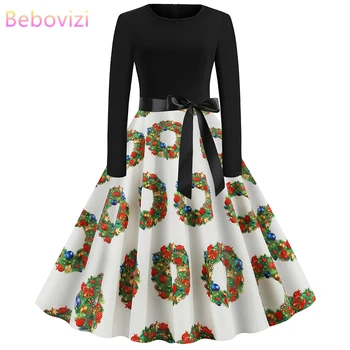 

Bebovizi Fashion Winter Christmas Dress White Vestidos Plus Size Elegant Bandage Dress Long Sleeve Dresses Woman Party Night