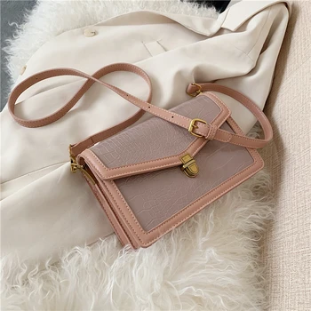 

Burminsa Spring Crocodile Print Crossbody Bags For Women Lock Design Girls Shoulder Bags PU Leather Ladies Messenger Bags 2020