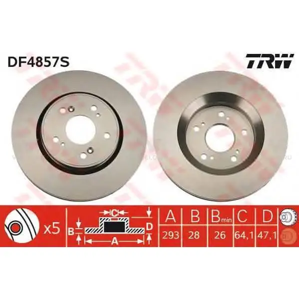 TRW DF4857S Диск тормозной передн HONDA: CR-V III 06