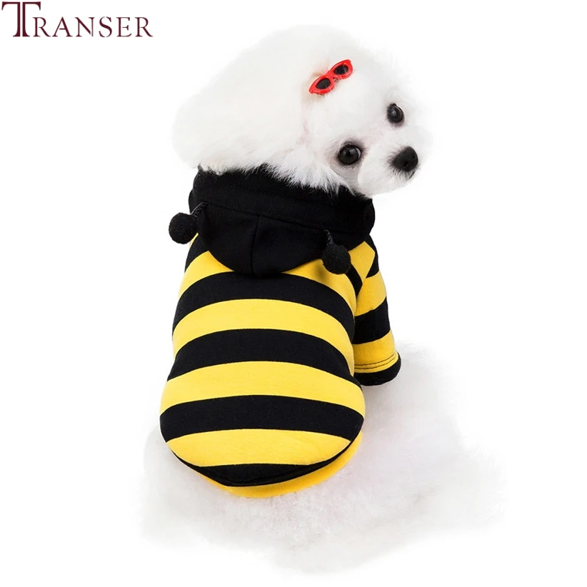 Симпатичная Толстовка для собак с пчелками полосатая одежда маленьких щенков