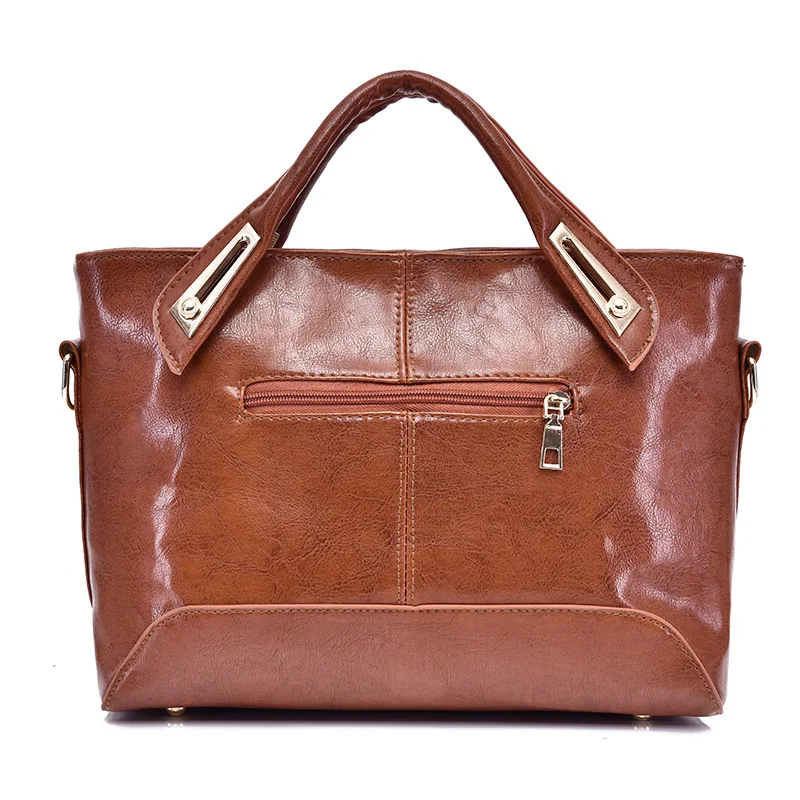 

209 New Style Retro Handbag Europe And America Fashion Three-piece Set Different Size Bags Oil Wax Leather Casual Versatile Cros