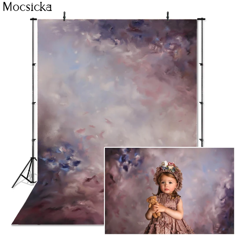 

Mocsicka Vintage Pink Flower Photography Background Abstract Texture Floral Backdrop Child Portrait Decoration Props Studio