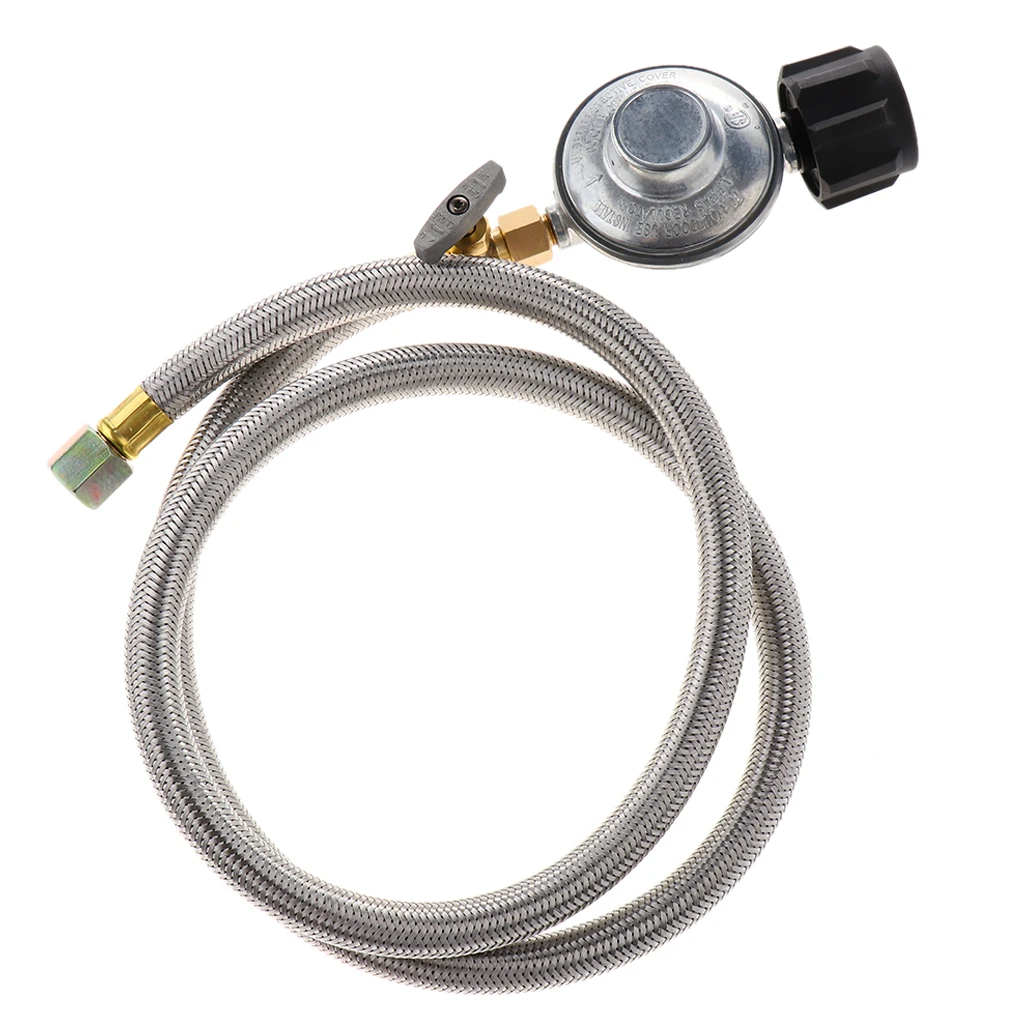 4FT Adjustable Propane Regulator with Hose Gas Grill Regulator Hose and Pipe for QCC1 Tank