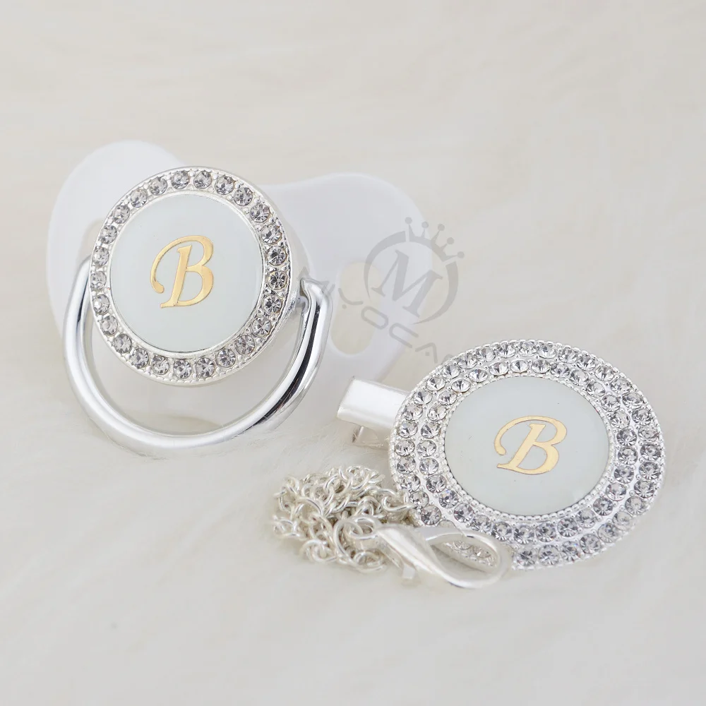 MIYOCAR bling имя инициалы Буквы B уникальный bling соска и соска клип BPA бесплатно пустышка bling уникальный дизайн LB-1
