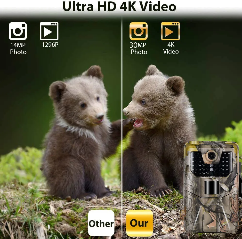 Wireless Wildlife Surveillance Camera 4K 30MP 4G Cellular Mobile Live Video App Hunting Camera