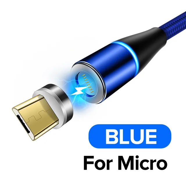 Магнитный USB Micro кабель для iPhone 11 Pro Max провод для быстрой зарядки usb type C type-C Магнитный кабель для мобильного телефона samsung 3.0A - Цвет: Blue Micro Cable