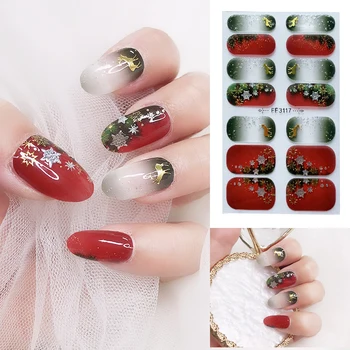 

3D Christmas Stickers For Nails Designs Snowflake Leaf Series Decorations Sliders Nail Art Sticker Decals