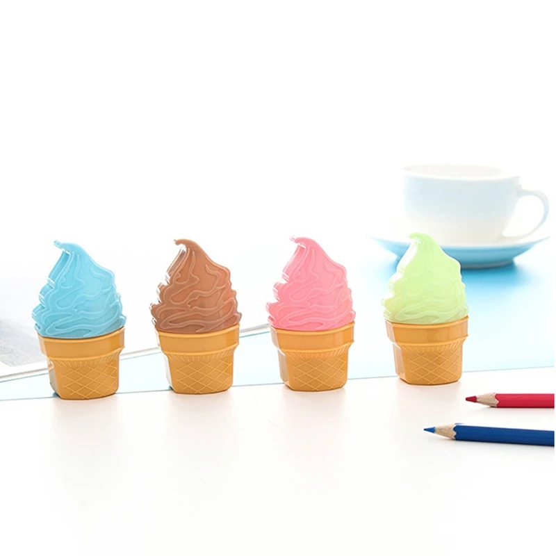 Creative Cute Ice Cream Pencil Sharpener Sweet Tube Double Hole Shape Pencil Sharpener Promotional Gift Stationery Random Color