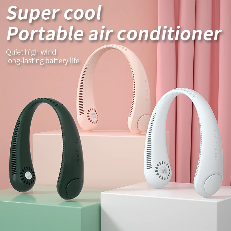 

Portable Fan Neck Fan USB Rechargeable 3 Speed Adjustable Portable 360 Degree Personal Wearable Sports Cooling Fan For Outdoor