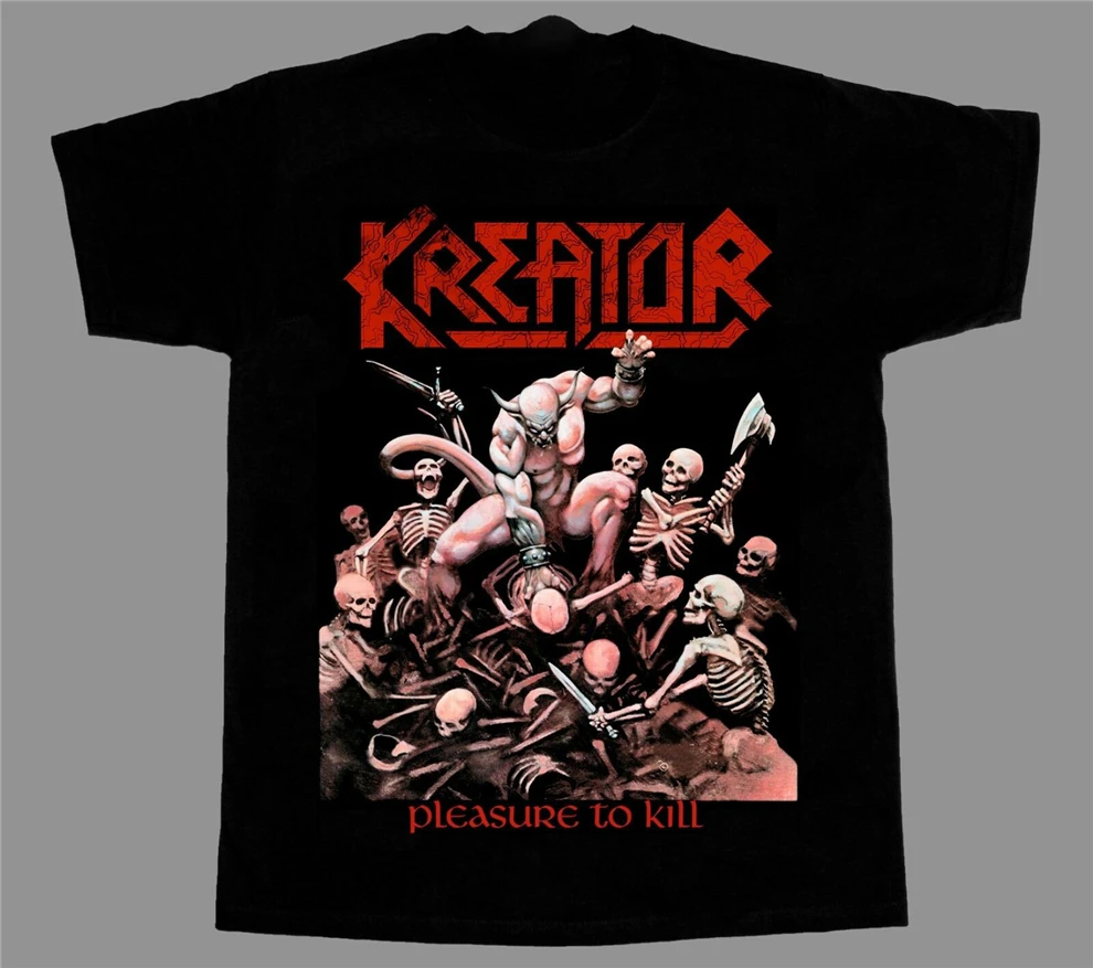 Kreator Pleasure To Kill Новая Черная футболка классная с коротким рукавом | Мужская одежда