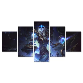 

LoL Cosmic Queen Splash Ashe Home Decoration Canvas Painting 5 Pieces Wall Art For Living Room Modular Picture