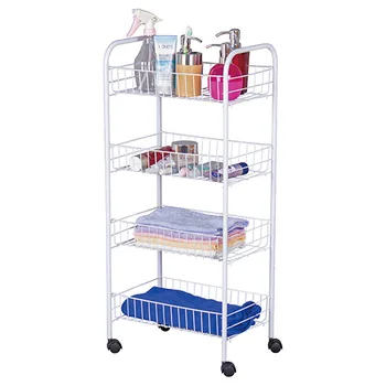 

Multi-use Kitchen Carbon Steel Storage Rack 3/4 Shelf Shelving Unit on Wheels Fruits Vegetables Storage Holder Heavy Loading